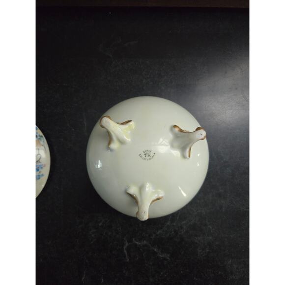 TK Thun Czechoslovakia Footed Trinket Jar w/ Lid Hand Painted 1920s Antique - Picture 9 of 10